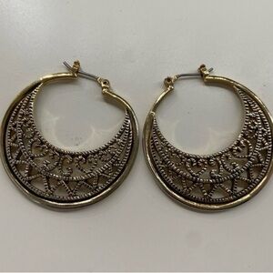 Retro Elegant Gold tone and Silver Hoop Earrings